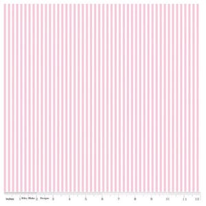 1/8&quot; Stripe Peony, Riley Blake Designs Basic Fabric C495 Peony - Pink and White stripe
