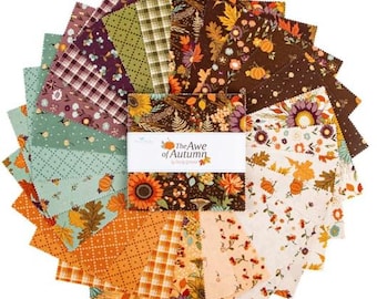 The Awe of Autumn 5" Stacker by Sandy Gervais for Riley Blake - 42 5-inch Squares Charm Pack, 5-16190-42