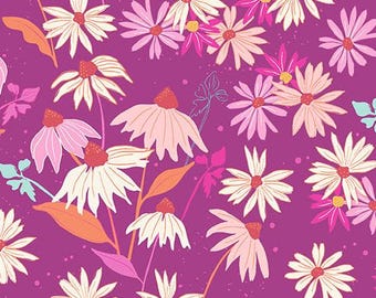 Petals and Stitches Fandango, Echinacea by Stephanie Organes for Andover Fabrics, A-1566-P, sold by the half yard