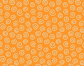 Pen Pals, Color - Orange, Pattern - Curls by Kim Schaefer for Andover Fabrics  A-352-O,  sold by half yard