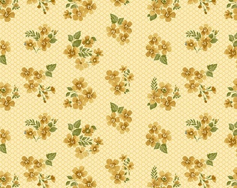 HONEYCOMB FLORAL YELLOW  By Painted Sky Studio 9423-33 Collection: Garden Happy for Benartex , sold by Half Yard