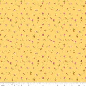 Adel In Summer Flower Toss Sunshine Yellow by Sandy Gervais for Riley Blake Designs, 1/2 yd, floral fabric -  C13396-SUNSHINE