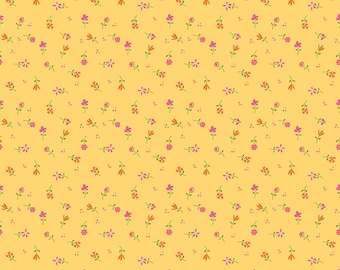 Adel In Summer Flower Toss Sunshine Yellow by Sandy Gervais for Riley Blake Designs, 1/2 yd, floral fabric -  C13396-SUNSHINE