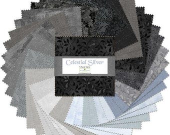 Celestial Silver - 5 Karat Gems 5" Squares charm pack by Wilmington Fabrics - 42 prints in stacker 507 153 507