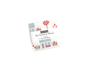 My Summer House Mini Charm Pack 2.5" Stacker 42 Pieces, designed by Bunny Hill Designs for Moda Fabrics, 100% cotton 3040MC
