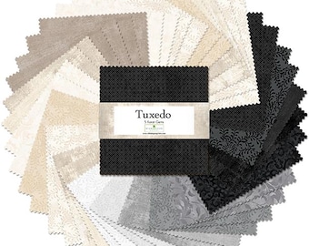 Tuxedo 5" Squares charm pack by Wilmington Fabrics - 42 prints in stacker