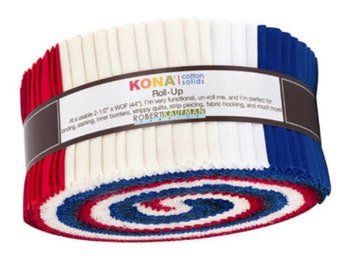 Patriotic Palette Kona Jelly Roll by Robert Kaufman - 40 pieces roll up - 2.8 yards - RU-779-40