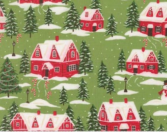 Holiday Cheer Mistletoe 20972 13 Designed by Stacy Iest Hsu for Moda Fabrics - sold by half yard, Cardinals Village Landscape, Nature Scenic