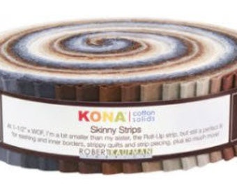 Kona Neutrals Palette Skinny Strips by Robert Kaufman - 41 pieces, 1 1/2" jelly rolls