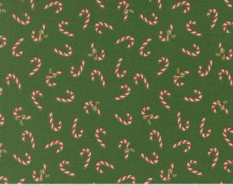 Holiday Cheer Evergreen 20975 14 Designed by Stacy Iest Hsu for Moda Fabrics -sold by half yard, Candy Cane Novelty
