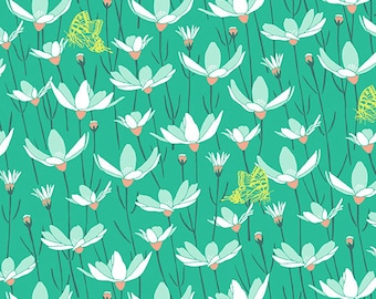 Grass Green Pattern: Meadow  by Flora and Fauna Collection by Patty Sloniger for Andover Fabrics, A-9995-T, sold by the half yard