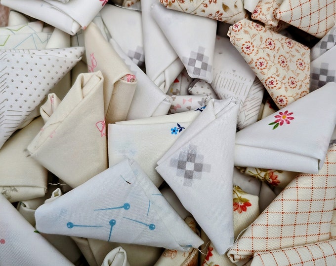 Featured listing image: Low Volume Fabric Scraps, bundles of 6, 13, 20 or 30, quilt fabrics, neutral background fabric, 9x10, 10x10, 9x11, fat 16ths, fat sixteenths
