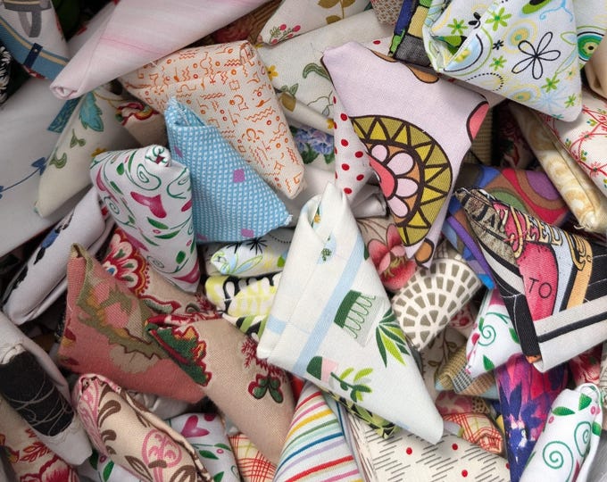 Featured listing image: Surprise Fabric Scraps, Random Colors - a half dozen, Bakers Dozen, or score of quilt fabrics, 9x10, 10x10, 9x11, fat 16ths, fat sisteenth