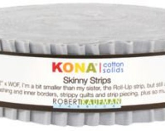 Kona Ash gray Skinny Strips by Robert Kaufman - 40 pieces, 1 1/2" jelly rolls