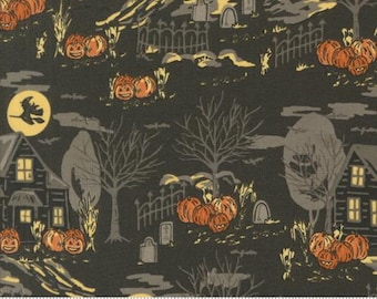 Home Sweet Haunt Charcoal 20912 16 by Stacy Iest Hsu for Moda Fabrics -sold by the half yard, Fall / Halloween