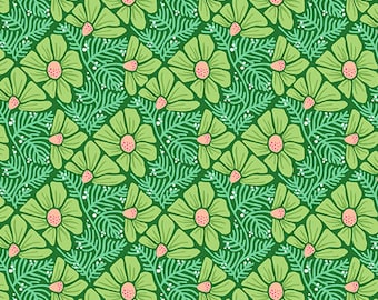 Green Pressed Flowers from Moonlit Garden by Patty Sloniger for Andover Fabrics, A-507-G, sold by the half yard