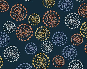 Conway Cottage Navy Blue - Bunches Pattern by Karen Lewis Textiles for Andover Fabrics, A-1415-K, sold by the half yard