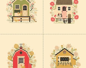 The Henhouse Cloud 48439 11 by Gingiber and Moda Fabrics -sold by the Panel , The Henhouse Panel 36" x 44" Panels