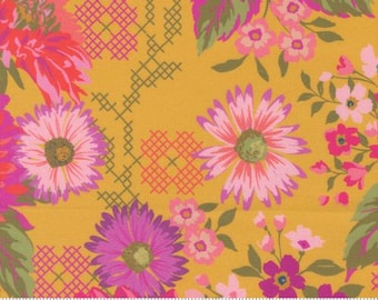 Parlor Happy Blooms Dijon 11960 19 by Crystal Manning, Moda Fabrics -sold by the half yard, Happy Blooms Florals, crossstitch