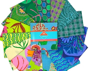 Cool Kaffe Fassett Collective Feb 2025, 5" charm pack, Quilt Fabric, Free Spirit Fabric, Cotton Fabric, 42 Pc, FB6CPGP.coolFeb25