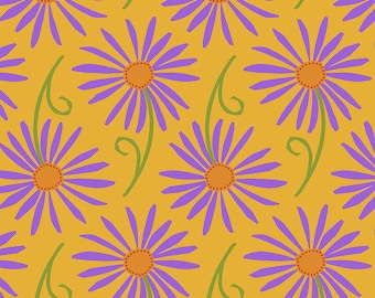 Small Dancing Daisies - Gold by Jane Sassaman for Free Spirit Fabrics, Cotton quilting fabric, 100% Quilters Cotton PWJS129.Gold