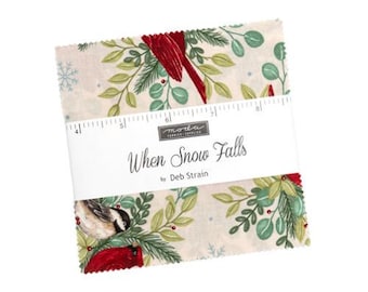When Snow Falls Charm Pack 56170PP by Deb Strain, Moda Fabrics, Moda Precuts, 42 5-inch Squares Charm Pack