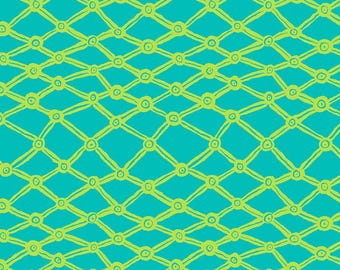 Kaffe Fassett Collective February 2026 Nets - Aqua, Brandon Mably Free Spirit Fabrics, sold by the half yard, PWBM036.Aqua