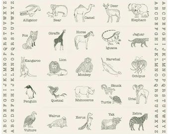 Animal Park Fun Dove Charcoal Block Quilt Panel 20968-21 by Stacy Iest Hsu for Moda fabric. Panel is 36” x 44”, Scenic Novelty Zoo Animals