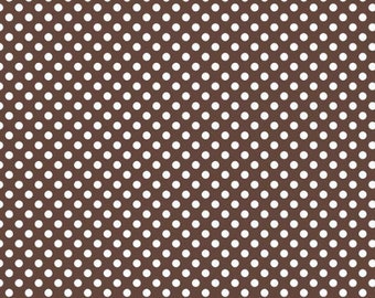 White Small Dot on Brown background, a blender fabric from Riley Blake Designs,  sold by the Half Yard
