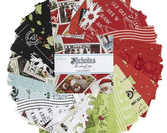 Nicholas the Cheerful Giver 5" Stackers charm pack Bundles By J. Wecker Frisch for Riley Blake Designs- 42 prints in stacker #5-12330-42