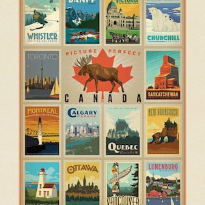 目的地 カナダ 都市 旅行 ポスター パネル 36" x 44" パネル P10400-CANADA by Riley Blake Fabrics