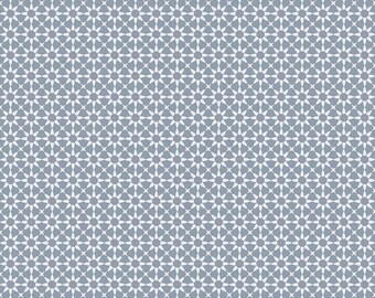 Gingham Foundry Stars Blue by My Mind's Eye for Riley Blake Designs, 1/2 yd, floral fabric - C11135-BLUE