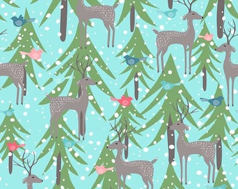 Snowy Weather Flannel - Blue, Snowy Weather by Penn2Paper from Freespirit, FNSP008.BLUE, sold by the half yard