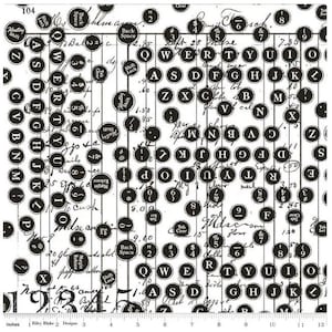 Deconstructed Type in white from Sew Journal by J Wecker Frisch,  by Riley Blake Designs - C13893-White, Riley Blake Fabrics, Sold by 1/2 yd