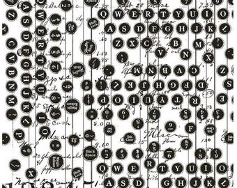 Deconstructed Type in white from Sew Journal by J Wecker Frisch,  by Riley Blake Designs - C13893-White, Riley Blake Fabrics, Sold by 1/2 yd