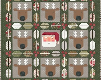 Christmas Crew Quilt Pattern by Vanessa Goertzen for Lella Boutique, LB 242, finished size 80-1/2" x 80-1/2", pattern only