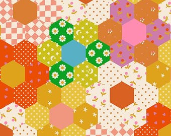 Catnap Verdant RS4130 11 by Alexia Marcelle Abegg for RUBY STAR SOCIETY - sold by half yard, Flower Garden 30s, Retro Floral Vintage Hexie