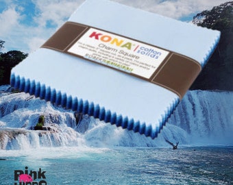 Waterfall 5" Charm pack by Kona Cotton - Robert Kaufman - Complete Collection - charm pack bundle includes 42 pieces