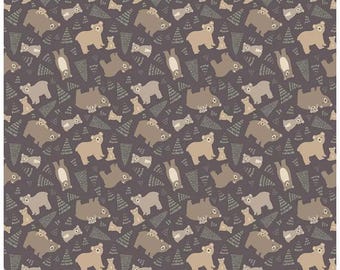 Elmer and Eloise Bears Brown by Deena Rutter for Riley Blake Designs - C14241 BROWN - sold by 1/2 Yard