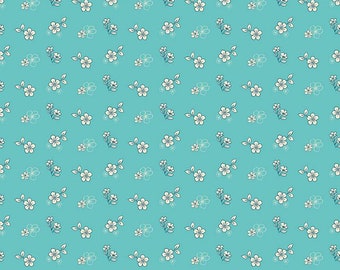 Feed My Soul Tossed Floral Sky quilters cotton by the half yard, Designer: Sandy Gervais, Riley Blake Fabrics C14553-SKY