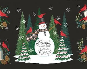Winter Friends Charcoal Black Panel 56139 18 by Deb Strain for Moda Fabrics -sold by the panel 24" x 44" Panels