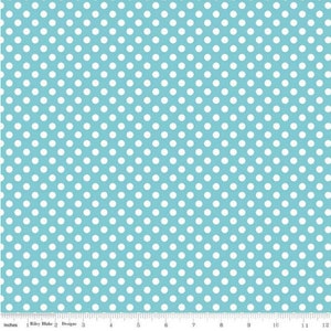 White Small Dot on Aqua Blue Background, a Blender Fabric From Riley ...
