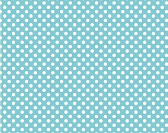 White Small Dot on Aqua Blue background, a blender fabric from Riley Blake Designs,  sold by the Half Yard C350-20