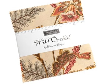 Wild Orchid Charm Pack 2770PP by Blackbird Designs, Moda Fabrics, Moda Precuts, 42 5-inch Squares Charm Pack