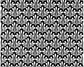 JARDIN NOIR Fabric by Robert Kaufman - 100% Cotton Fabric - SRK-21062-190 Jet - Graphic Leaves - Black & White- sold by the half yard