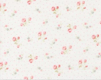 Abide Linen White 18792 11, By Brenda Riddle Designs for Moda, sold by the Half Yard, 100% Cotton, Small Floral Dots