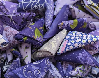 Violet and Blue Violet Fabric Scraps, a half dozen or a Bakers Dozen of quilt fabrics, stash builder,  9x10, 10x10, 9x11, fat 16ths