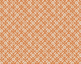 Indigo Garden Diagonal Daisy Orange by Heather Peterson for Riley Blake Designs - C11273-orange - 1/2 Yard Increments, Cut Continuously