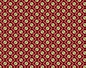 Primrose- Edyta Sitar - Laundry Basket, Color- Ruby, Pattern- Tiny Medallion, 1/2 yd, 100% Cotton Andover Fabrics, A-527-NE