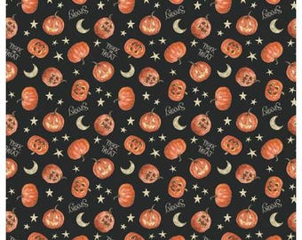 Trick or Treat Pumpkin Black - designed by Lisa Audit for Riley Blake Designs - 100% cotton fabric - sold by the Half Yard, C15964-BLACK
